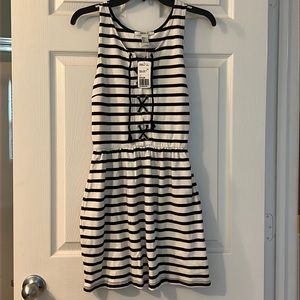 Cream and black stripe dress.